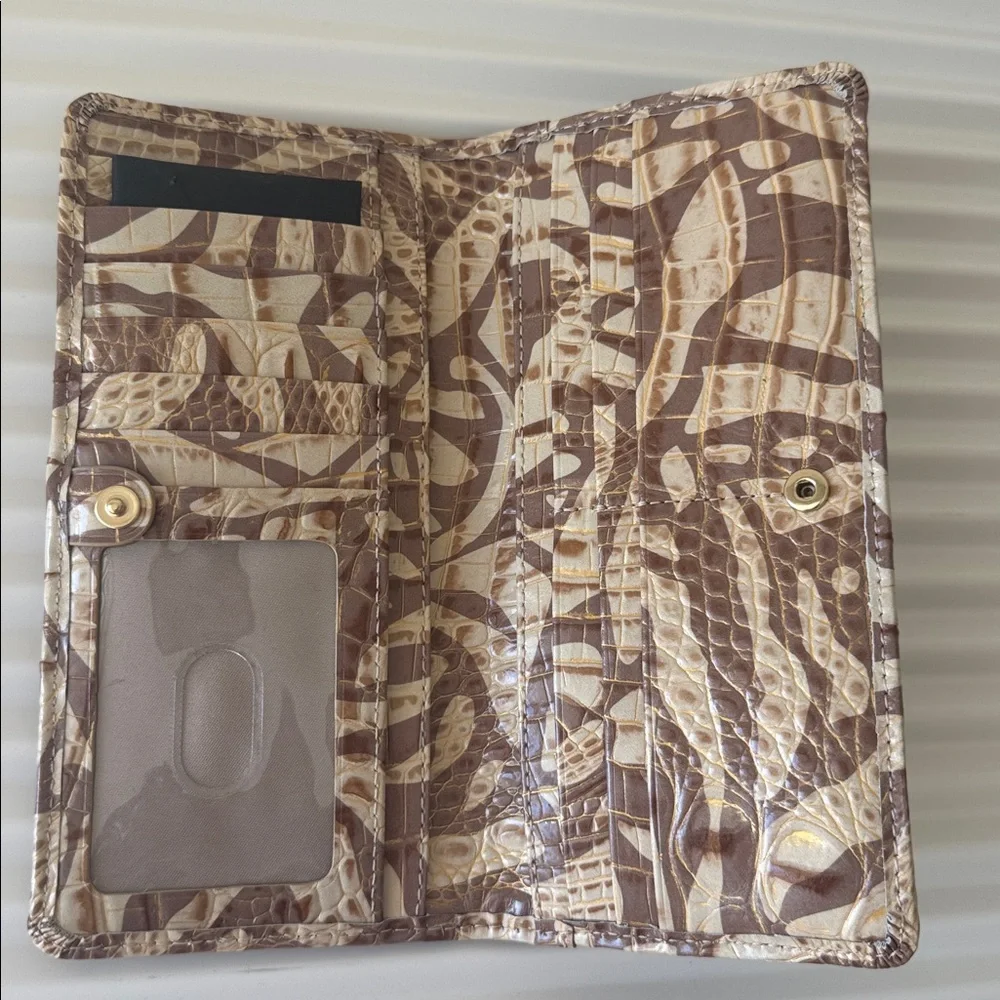 Brahmin Ady Wallet Stepping Stone Melbourne ID Genuine Leather Croc Embo Tan